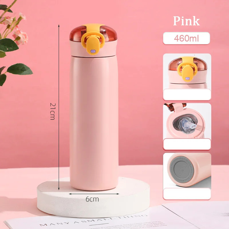 320/460ML Stainless Steel Portable Kids Straw Mug Cold and Thermal Thermos Student Water Bottle 251114 W260226