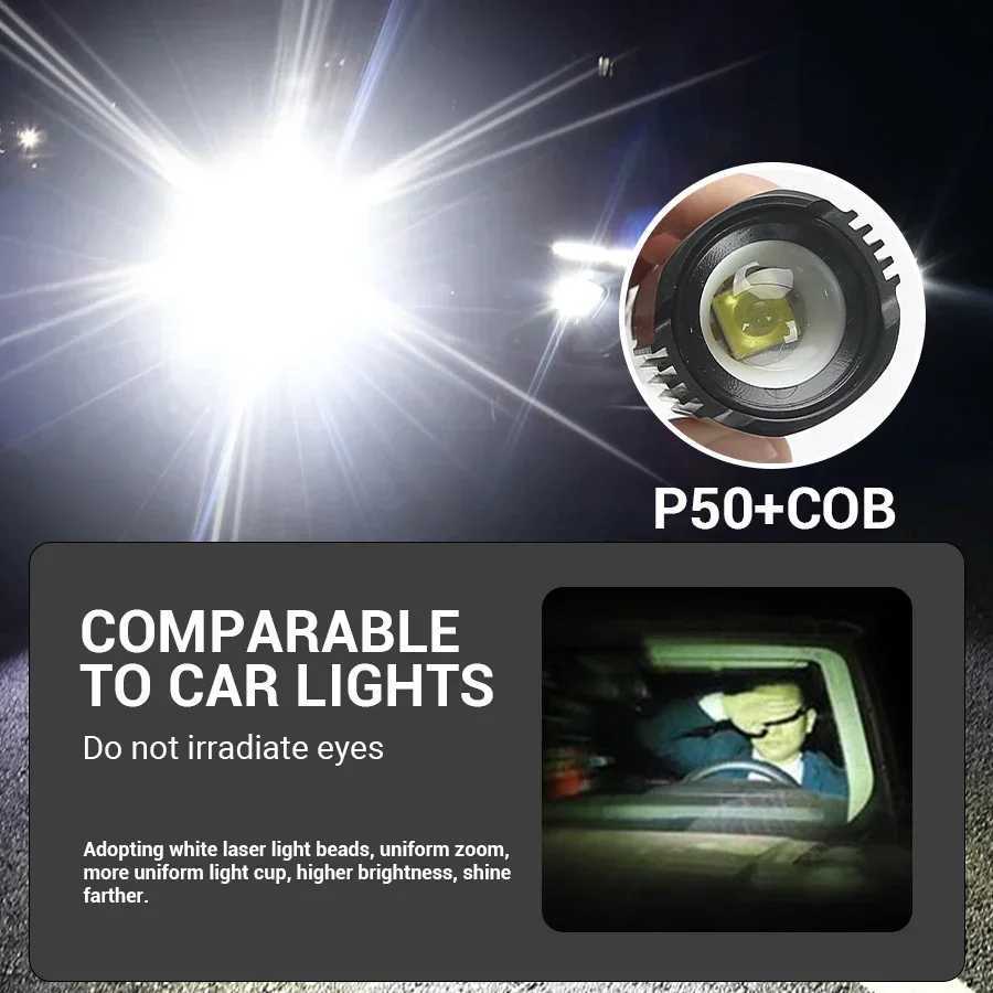 High Power 2000LM LED Flashlight Built-in Battery USB Rechargeable Strong Light Tactical Torch Outdoor Camping Hiking Lantern C251122