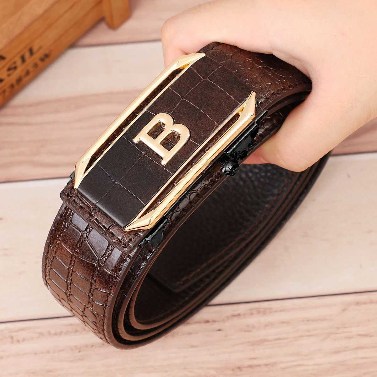 Crocodile Pattern Mens Belt High-Quality Automatic Buckle Belt Fashionable Jeans Strap Trendy Mens Accessories J251122