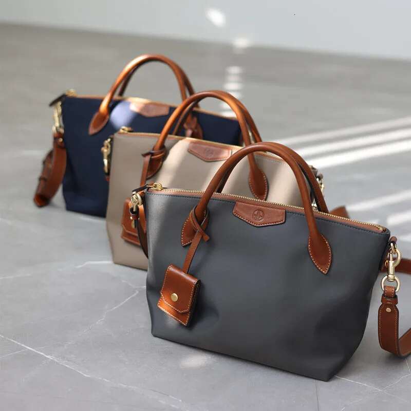 Women S Crossbody Female Handbag Nylon With Genuine Leather Shoulder Bag Large Capacity Tote For Work Bag