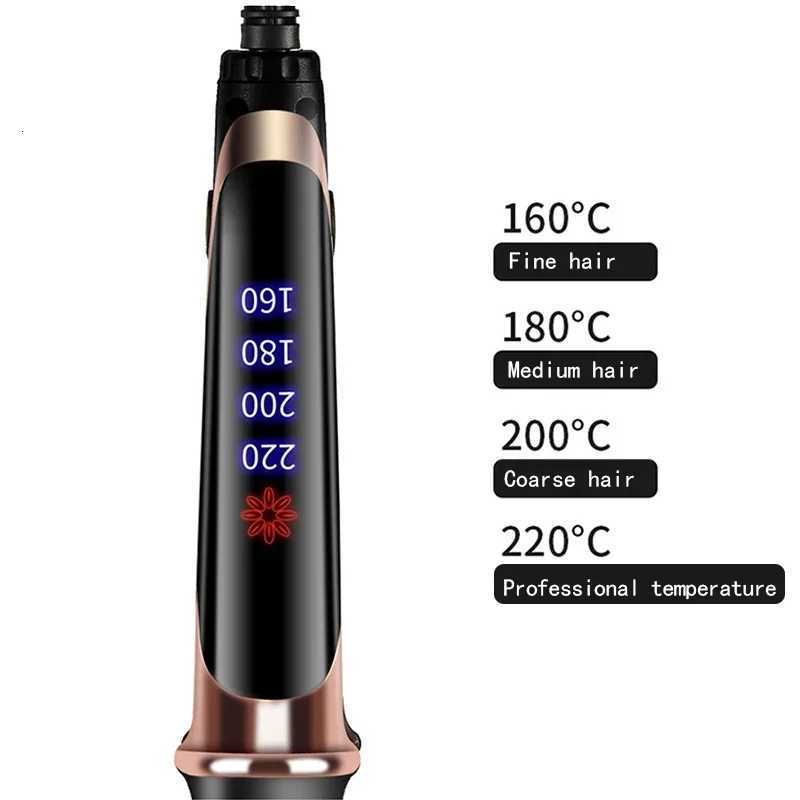 Household portable 2-in-1 LCD display ceramic plate hair straightener iron and electric hair brush styling toolT251122