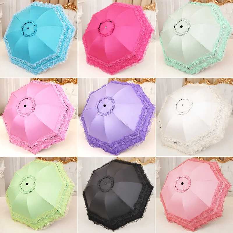 Lace Folding Umbrella Fashion UV Protection Parasol Princess Rain Umbrella Ultra Light Sun Umbrella WomenM251122