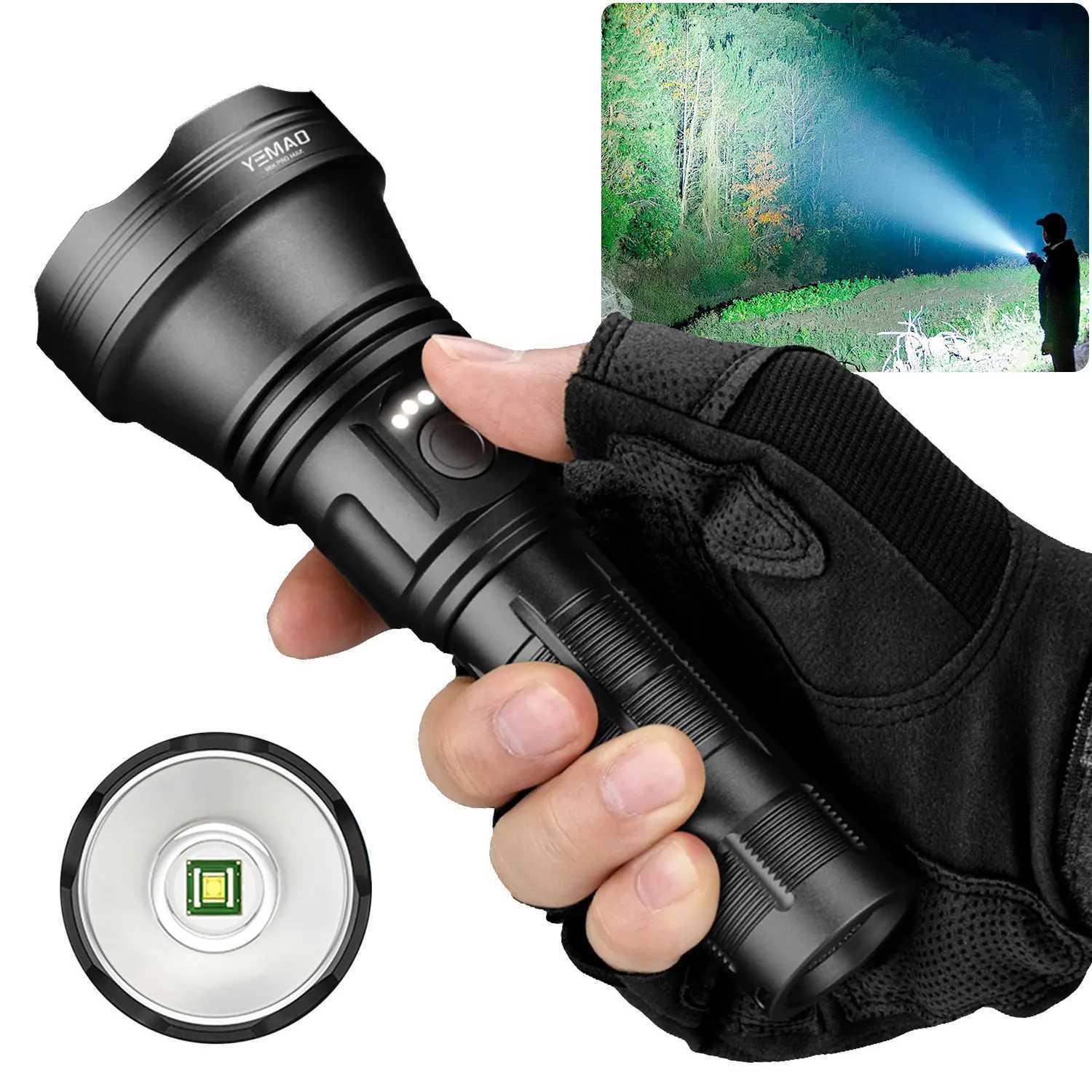 YEMAO 98KPro High Power Flashlight 2840LM 21700 battery Rechargeable LED Lantern 6 Modes W/Memory 900m Range tactical Flash lamp C251122