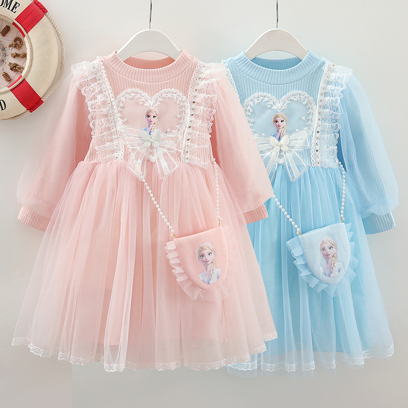 DISNEY Kids designer clothes baby girl princess dress kids clothes girls' spring and autumn Elsa dress children's Elsa princess dress