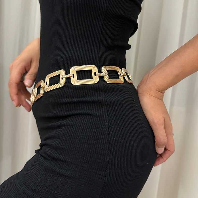 Street 1pc Versatile Hollow Out Square Shaped Metal Waist Chain For Women Fashionable Summer for Skirt Or Jeans J251122