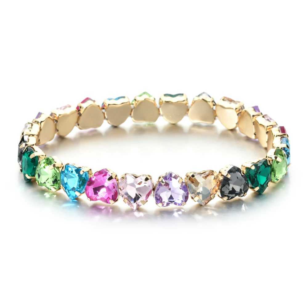 ZMZY Elegant Crystal Rhinestone Love Heart Bracelet For Women Charm Bracelets Gold Color Jewelry J251122
