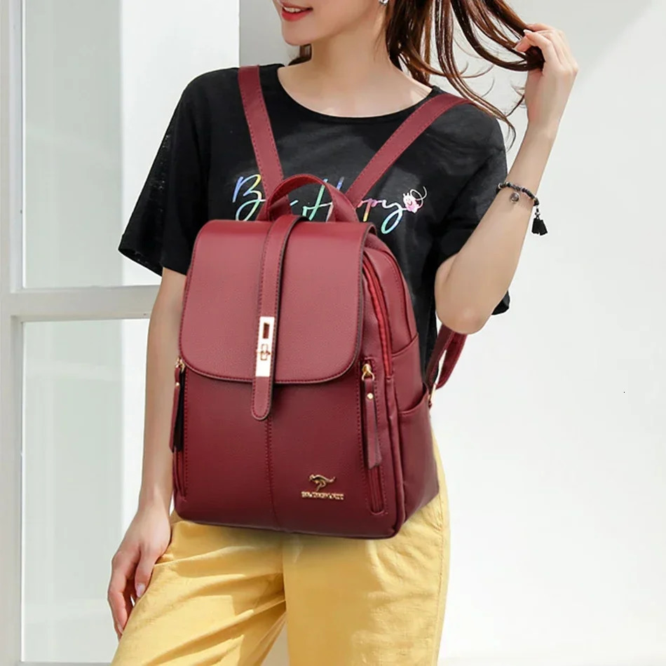 Women Large Capacity Backpack High Quality Leather Vintage Bags for School Travel Rucksack Ladies Bookbag Knapsack 251111