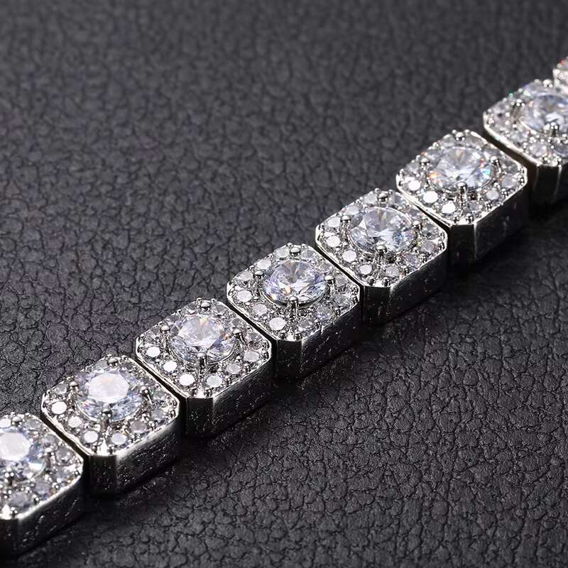 Punk Style Mens Jewelry Iced Out 18k Gold 925 Sterling Silver VVS Moissanite Diamond Tennis Chain Bracelet With GRA Certificate