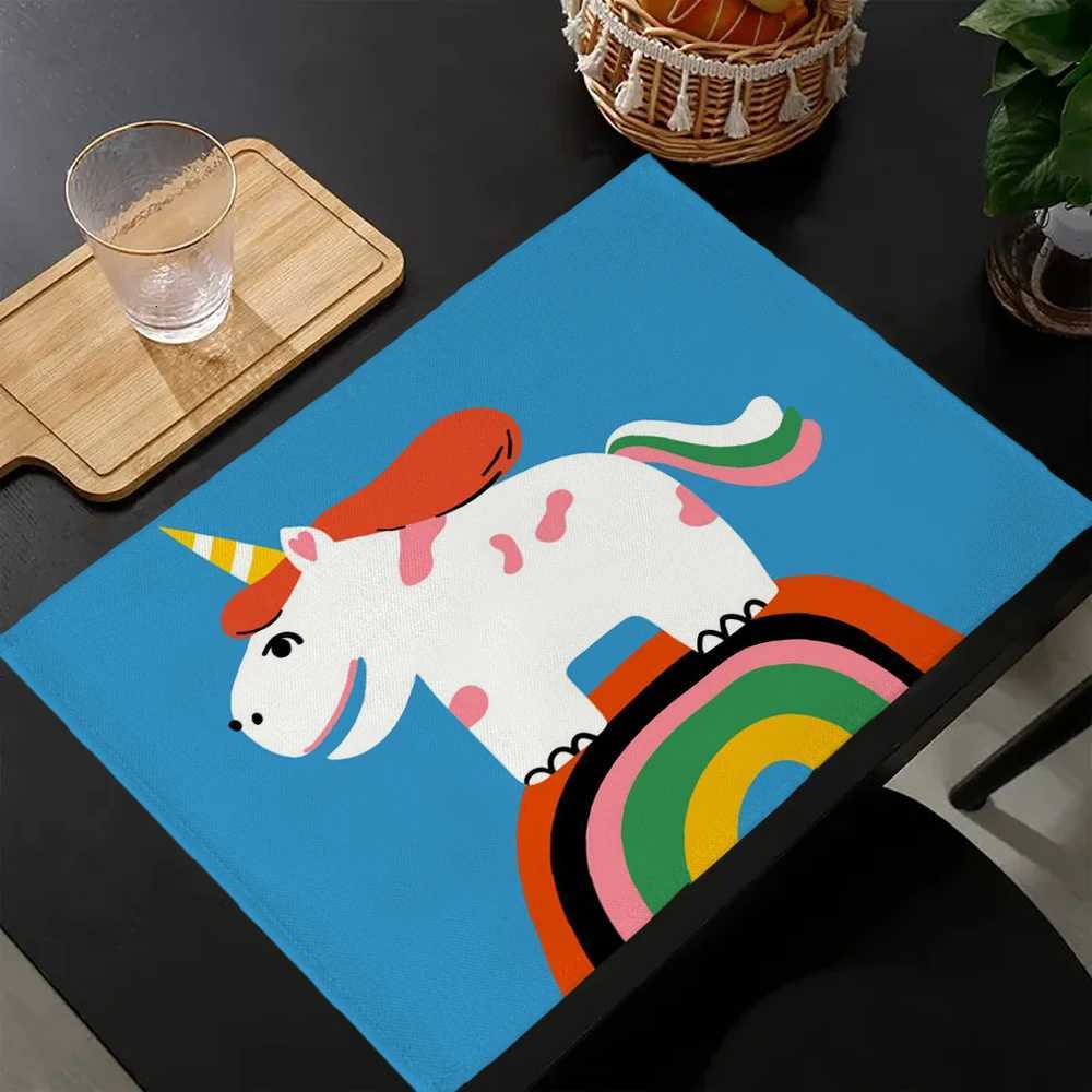 Cute Animal Cartoon Printing Linen Insulation Western Food Mat Tableware Mat Holiday Table Decoration Coaster C251122
