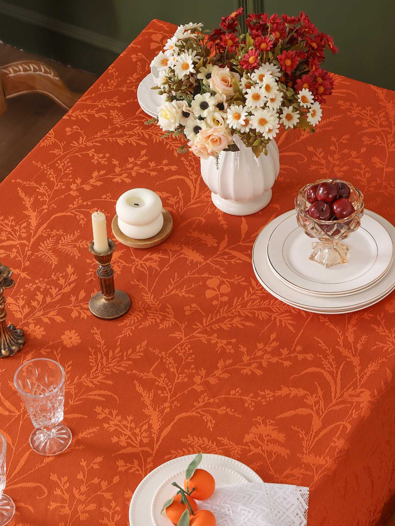 Orange Lace Thickened Ruffle Tablecloth Living Room Bedroom Coffee Table Luxury Decorative Tablecloths C251122