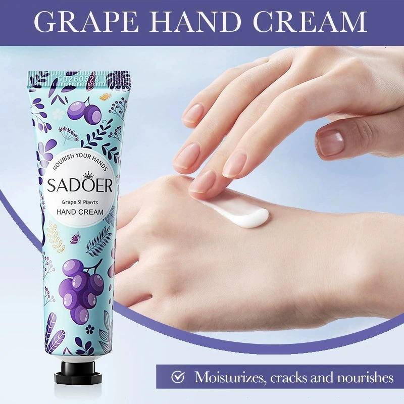 12pcs SADOER Grape Hand Cream AntiDrying Crack Moisturizing Brightening Repairing Creams For Hands Skin Care 251103