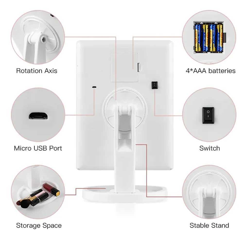 Vanity Makeup Mirror with Light 2X/3X/10X Magnification Lighted Cosmetic Mirror Touch Control Trifold Dual Power Supply Portable M251122