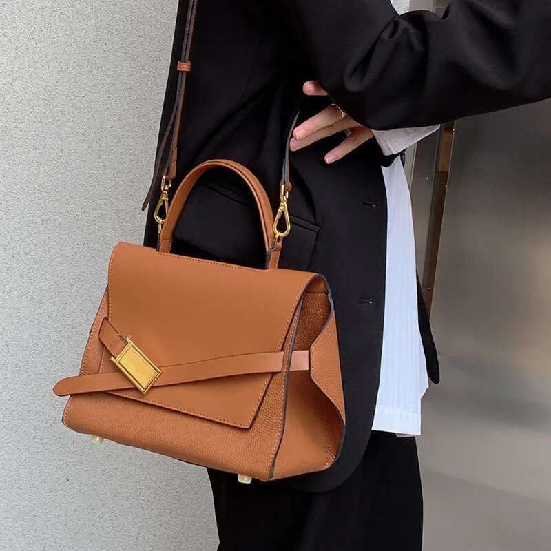 High Quality Leather Tote Bags Women Square Handbags Designer Commuter Shoulder Crossbody Bag Large Capacity Bag