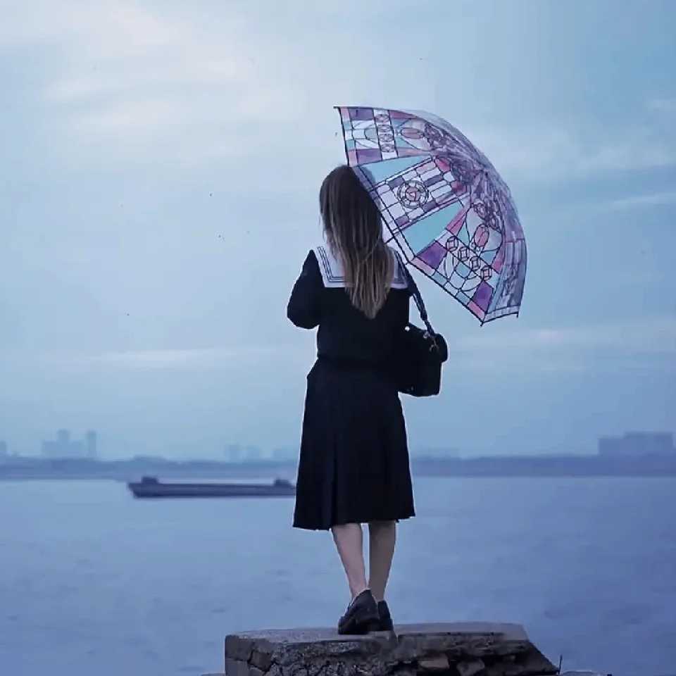 Romantic Poetry Manual Folding Umbrella Transparent Sunny UmbrellaM251122