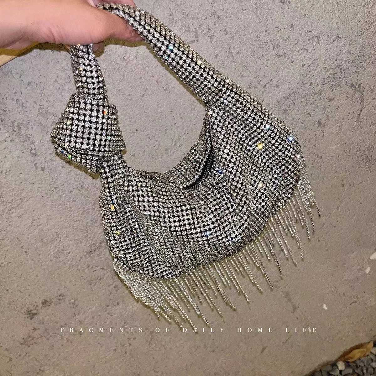 Luxury Glitter Tassel Womens Handbag Crystal Shiny Rhinestone Diamond Evening Bag Wedding Party Clutch Purse Shoulder Bag K251121
