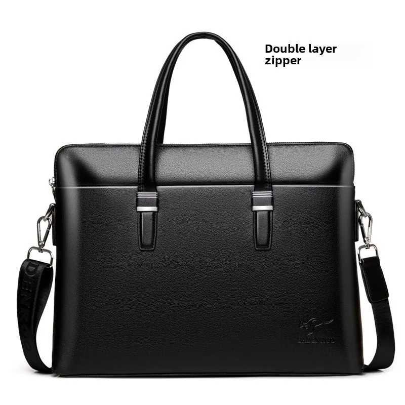 Business elite leather large capacity portable laptop briefcase waterproof and wear-resistant W250422