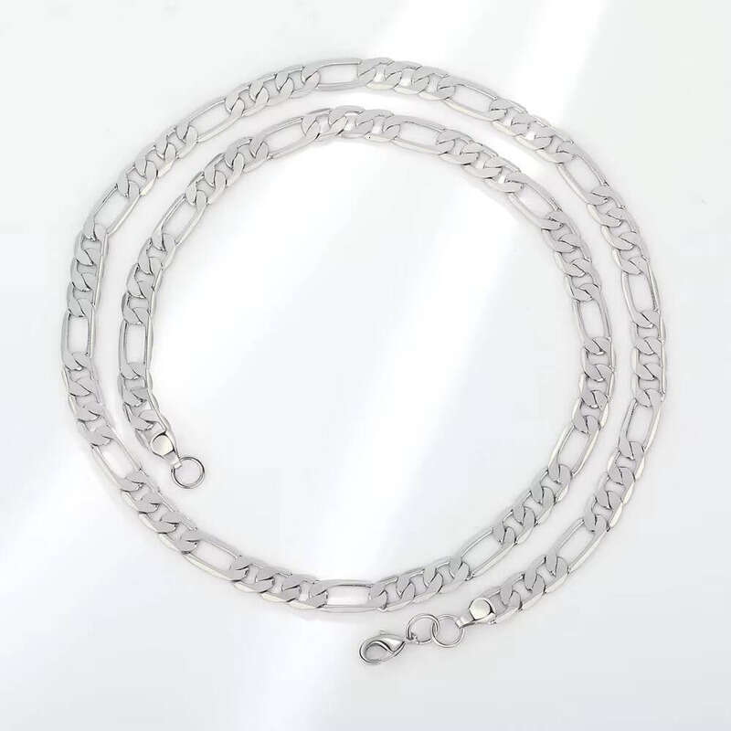 2025 Men's Waterproof Cuban Figaro Chain Necklace Fashion Gold-Plated Zinc sterling silver Christian Gift