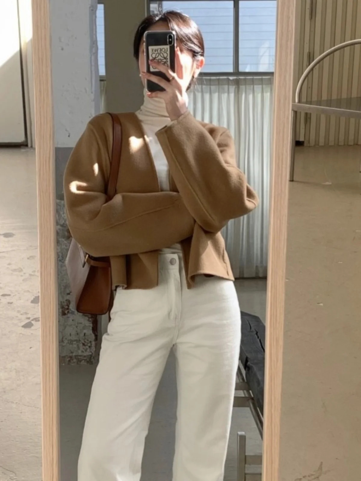 Retro Woolen Coat Women Chic Ele Vne Loose Versatile ort n Sense Tweed Jaets Korean Sle Thiened Long Sve 251112