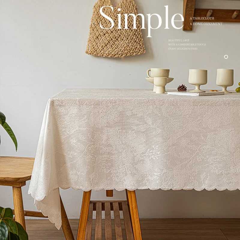 1pc Floral Tablecloth with Ruffle Rustic Vintage Floral Embroidery Table Cloth Decorative Tablecloth for Dining Room C251122