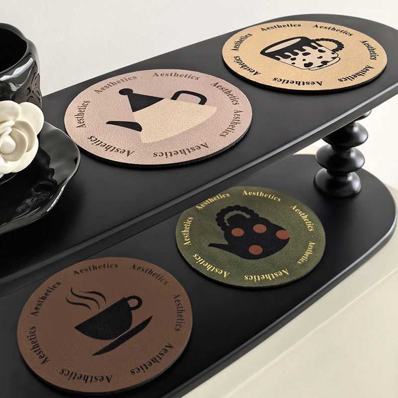 Cartoon Cat Round Cup Coasters Set Soft Silicone Absorbent Heat Insulation Pads for Coffee Tea Mugs Table Protection Mat C251122