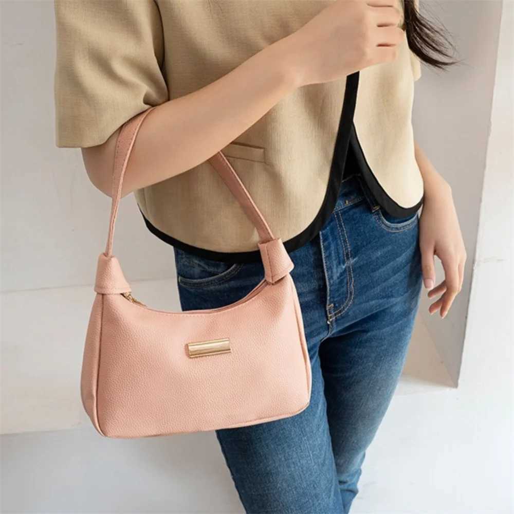 New Fashion Womens PU Leather Shoulder Bag Solid Color Bottom Bag Large Capacity Womens Handbag Zipper Cross Body Bag W250421