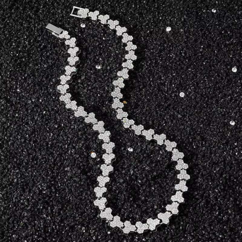 Fashion Triple Round Set Women's Jewelry Iced Rhinestone Cluster Bracelet Necklace