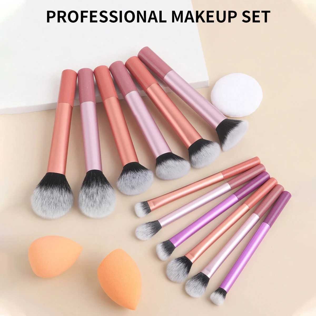 12-piece makeup brush set - soft synthetic fiber makeup brushes - foundation brush - eyeshadow brush - makeup tools C251122
