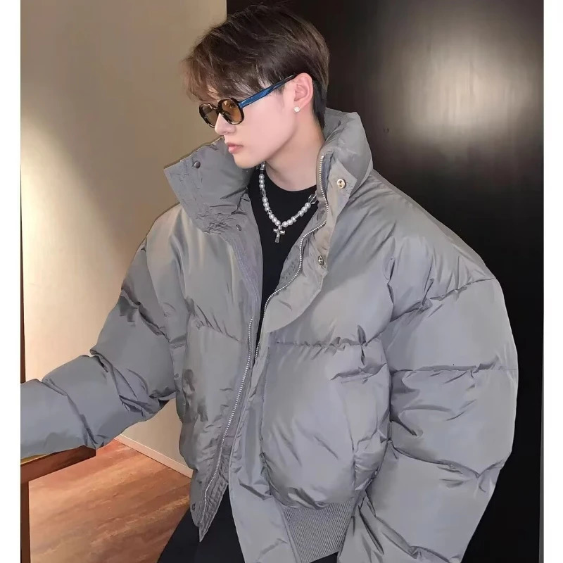 Simplicity Stand Collar Mens Parkas Heavy Winter Thicken Casual Short Cotton Jacket Warm Fashion Coats Male Streetwear 251104