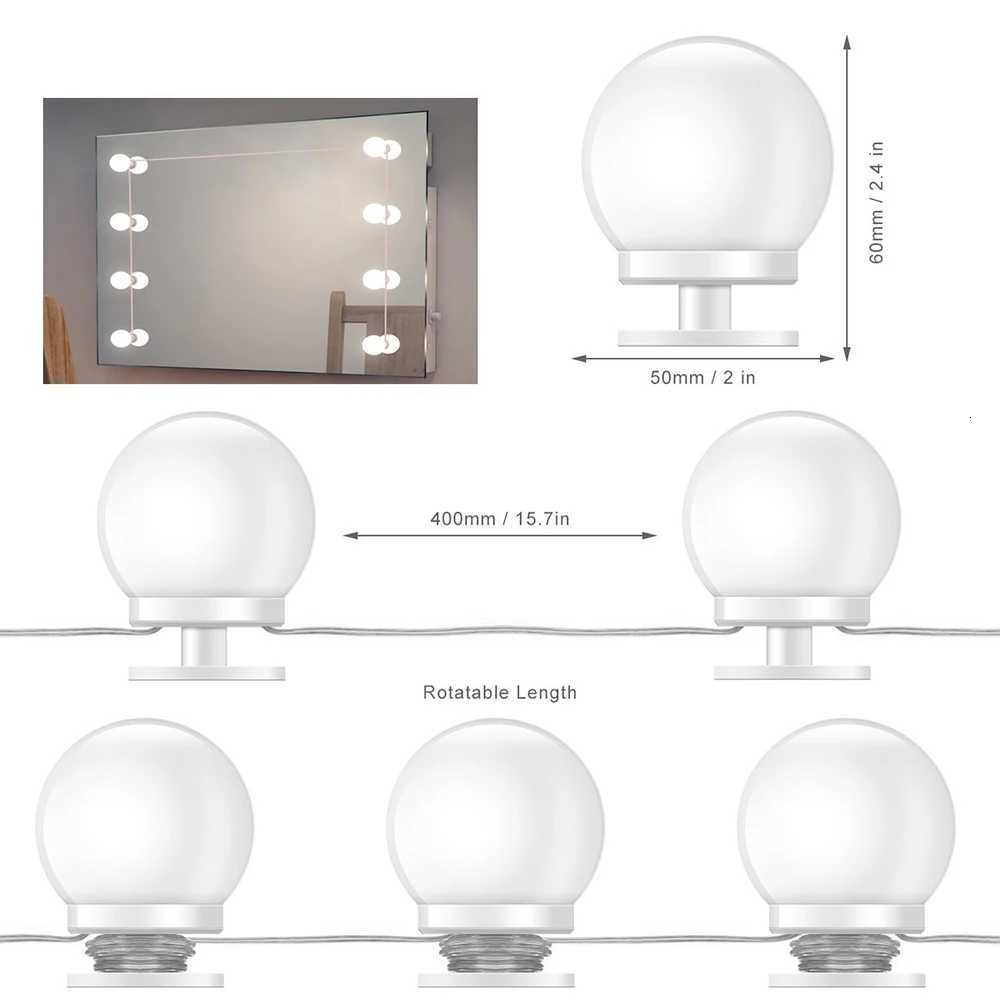 LED makeup fill light 3 colors adjustable brightness USB Power beauty mirror ambient lamp Hollywood Dressing Table Vanity light M251122