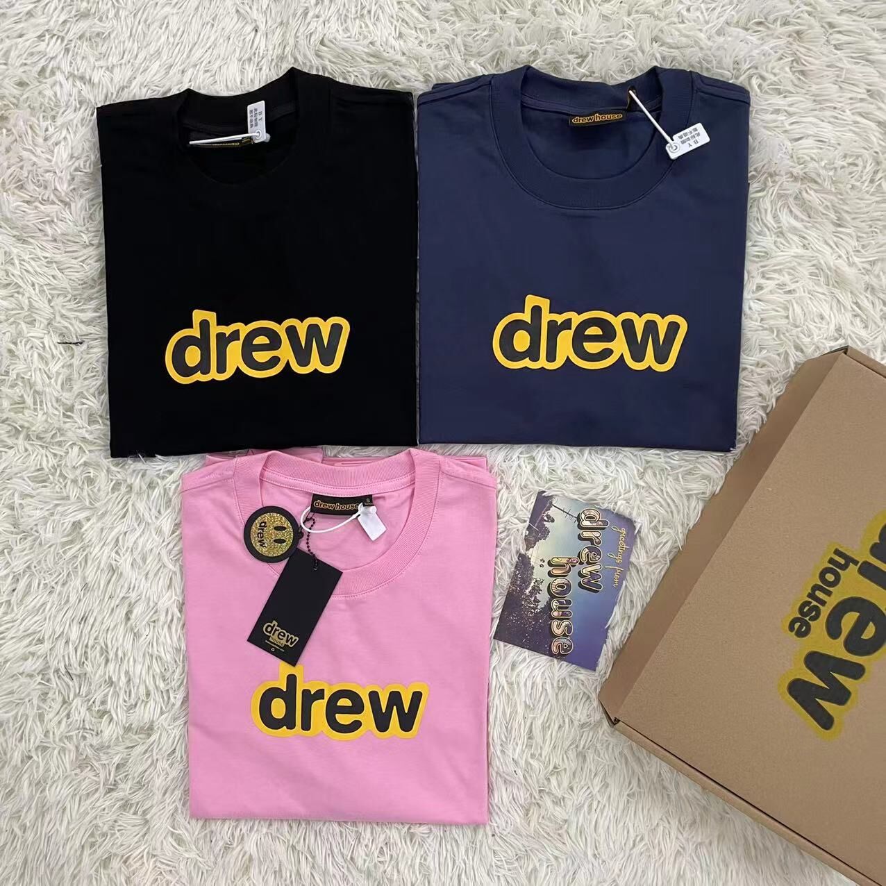 Drew House Drew tee Classic English letter print men's and women's loose short-sleeve T-shirt streetwear