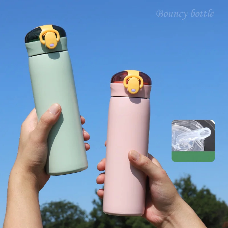 320/460ML Stainless Steel Portable Kids Straw Mug Cold and Thermal Thermos Student Water Bottle 251114 W260226