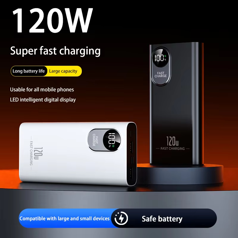 2026 120W 50000mAh Power Bank Super Fast Charging Battery High Capacity Digital Display PowerBank for iPhone Samsung Redmi