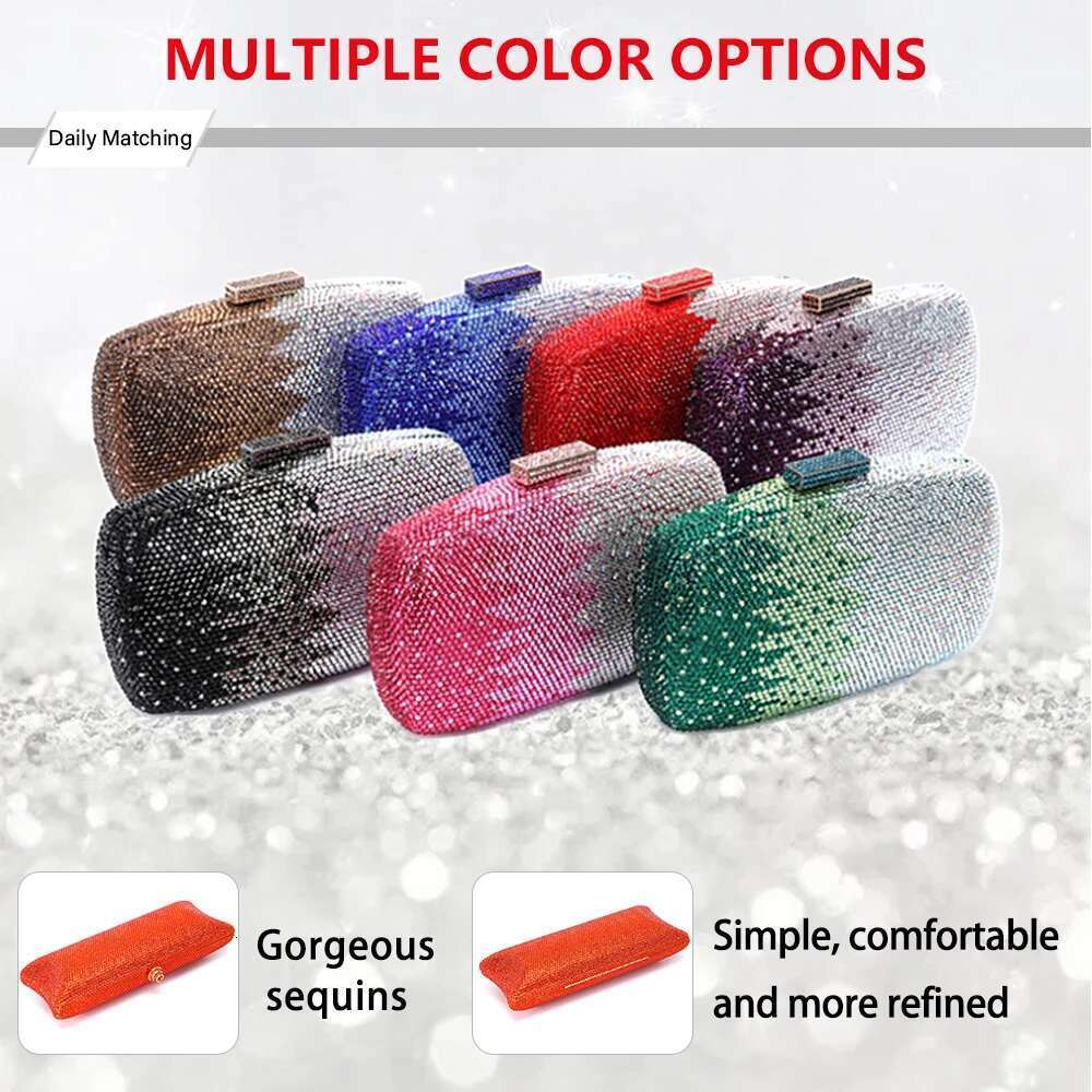 Latest Design Elegant Women purse Wedding Banquet Gift Crystal Clutch Multicolor Dia Gradient Dinner Bag designer bag women bag