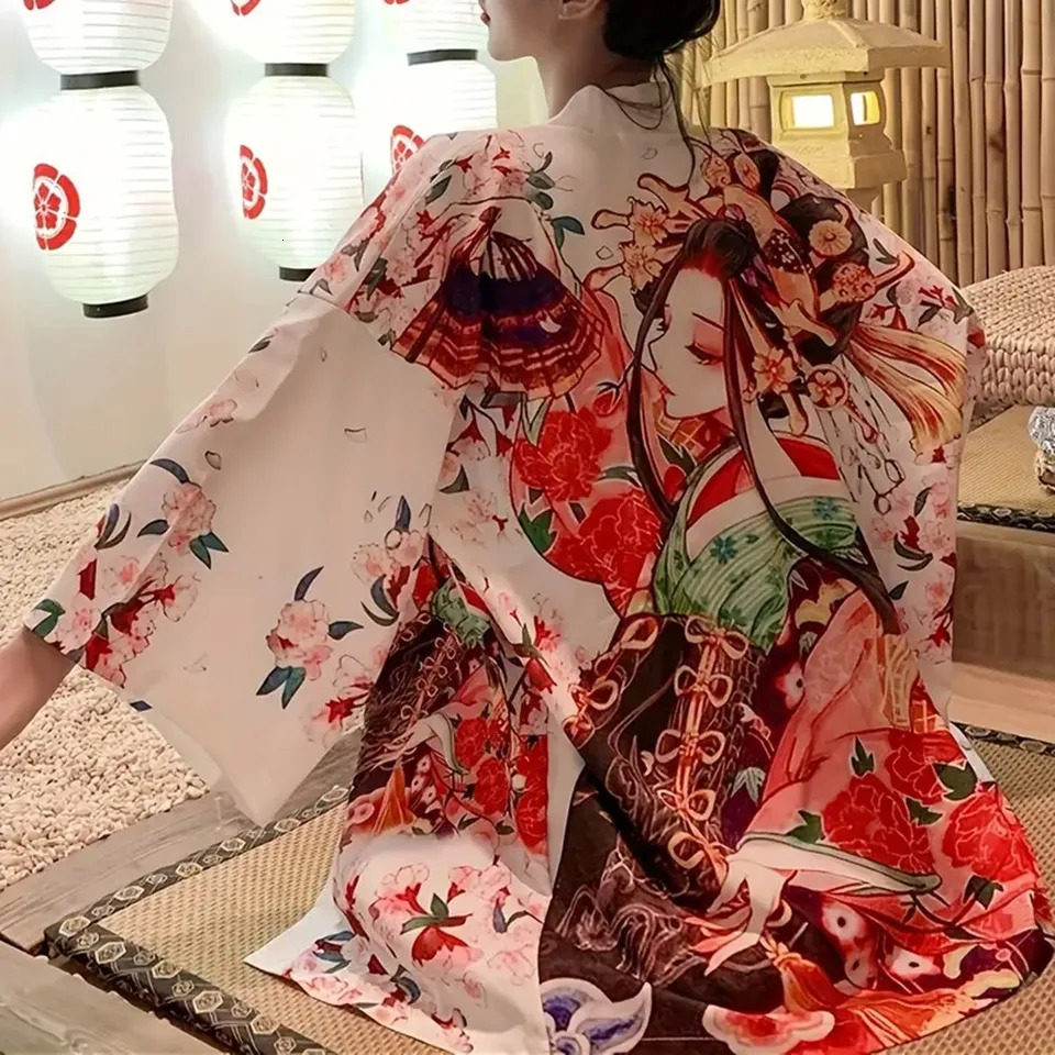Beach holiday sun protection cardigan Japanese traditional printed kimono Mori womens fabric soft and comfortable 250415Z