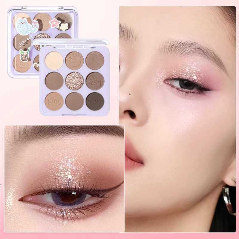 9-Color Eyeshadow Palette - Matte Shimmer FinishWater And Sweat Resistant Long-Lasting Wear Blendable Highlight And BlushT251122