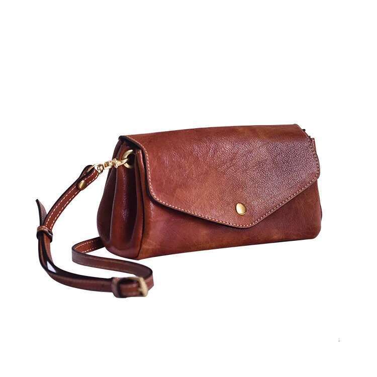 Soft Multi Layer Vegetable Tanned Leather Mobile Phone Top Cowhide Hand Made Pure Color Crossbody Bag Bag