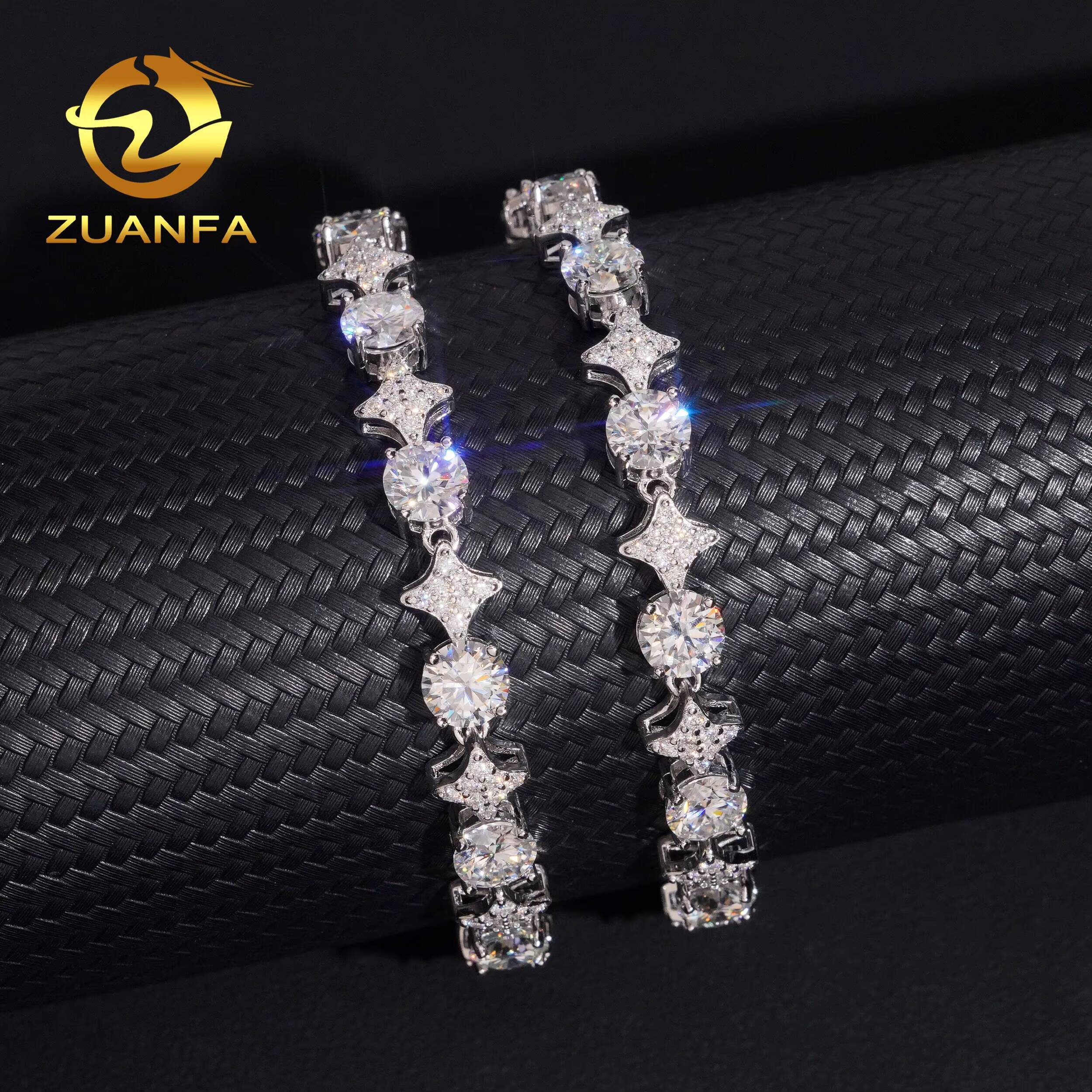 Fashion Jewelry High Quality Iced Out Star 925 Sterling Silver Moissanite Diamond Tennis Chain Necklaces