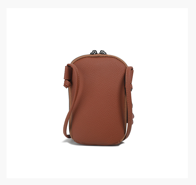 Luxury Bag 2025 New Commuter Mini Shoulder Bag Fashionable and Versatile Grid Canvas Genuine Leather Phone Bag