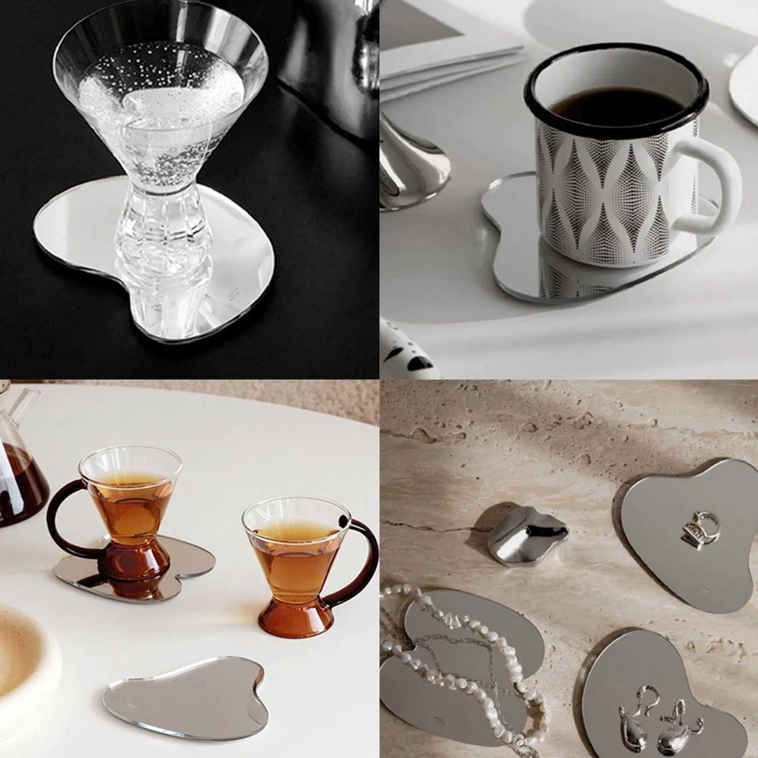 Irregular Acrylic Coasters Clear Mirror Coasters Nordic Ins Simple Table Mat Desktop Decor Ornaments Home Shooting Props C251122