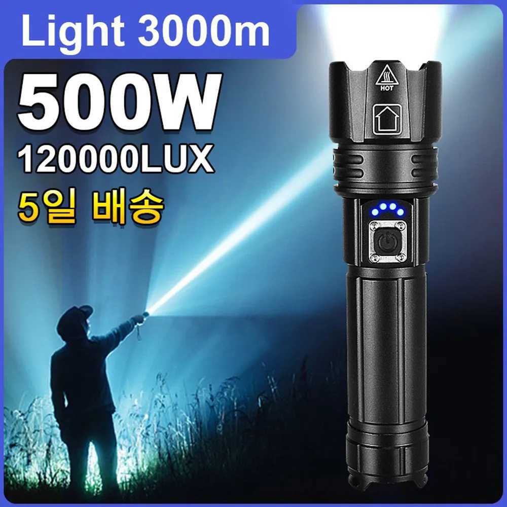 High-power strong light LED flashlight zoomable USB rechargeable with and ultra-bright long-range Aluminium alloy outdoor torch C251122