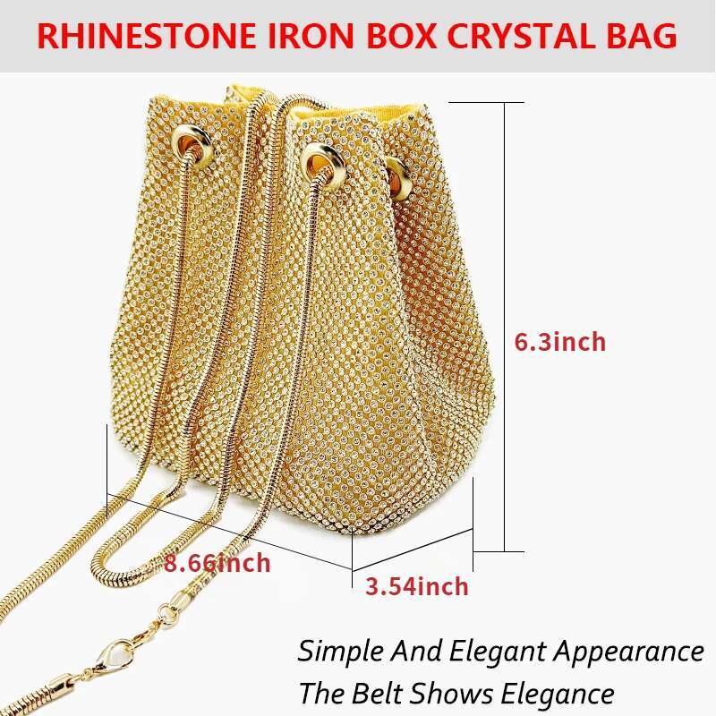 Fashion full dia wedding party multicolor rhie chain handbag messenger Christmas gift ladies evening bag designer bag women bag