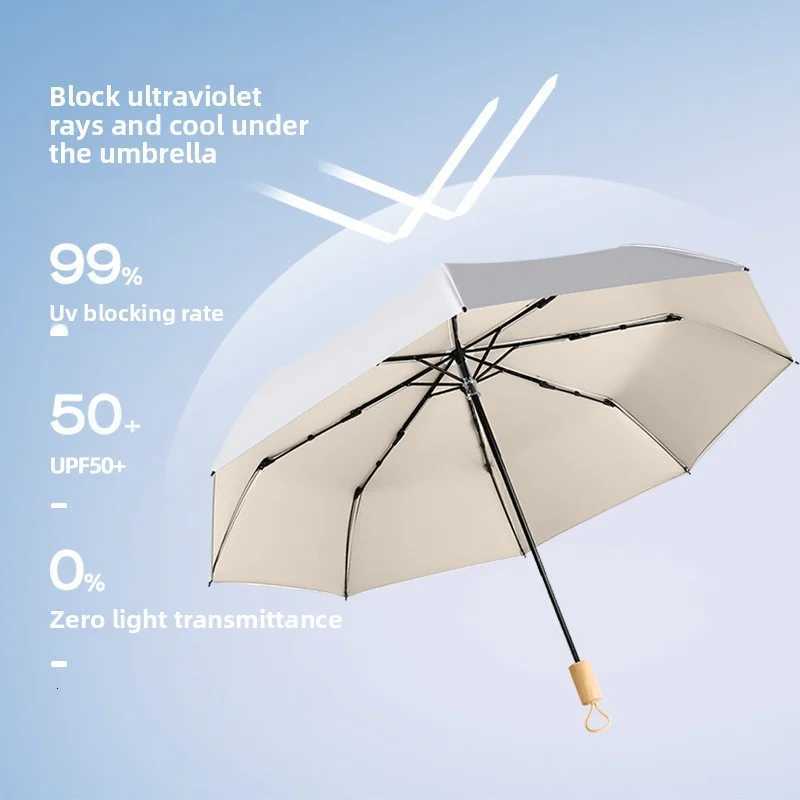 Titanium-Silver Double-Layer Fully Automatic All-Weather Umbrella UPF50 Sun Protection UV Resistance Unisex Folding Sun UmbrellaM251122