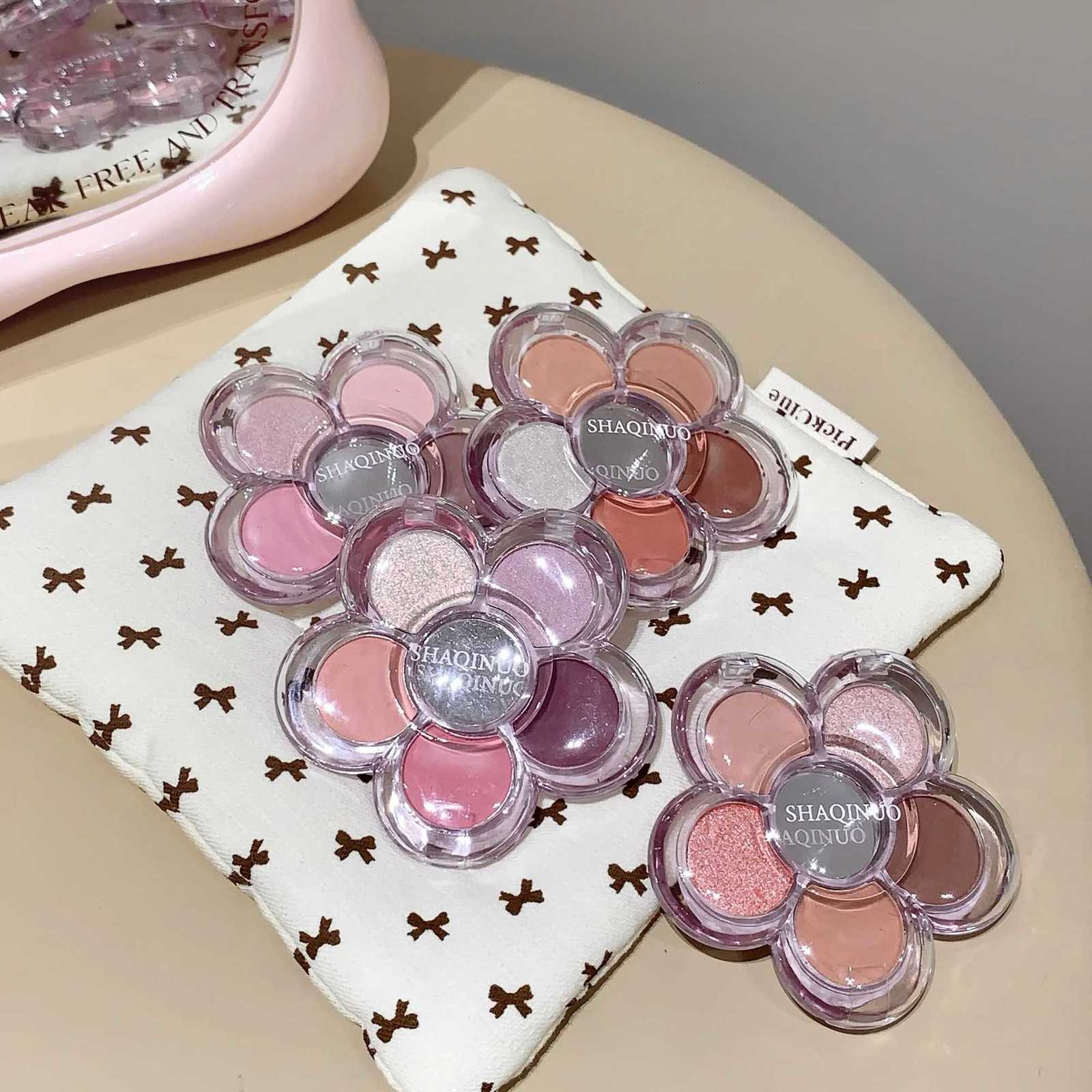 6-color Flowers Eyeshadow Palette Matte Gege Bear Pearlescent Earth Color Sequin Long-Lasting Eyeshadow And Contour PaletteT251122