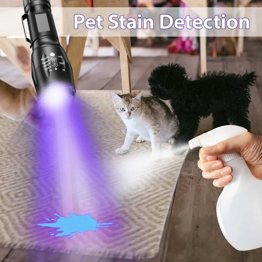 2 in 1 White And Ultraviolet Flashlight Type C Rechargeable UV Flashlights Portable Black Light Pet Urine Detector UV Flashlight C251122