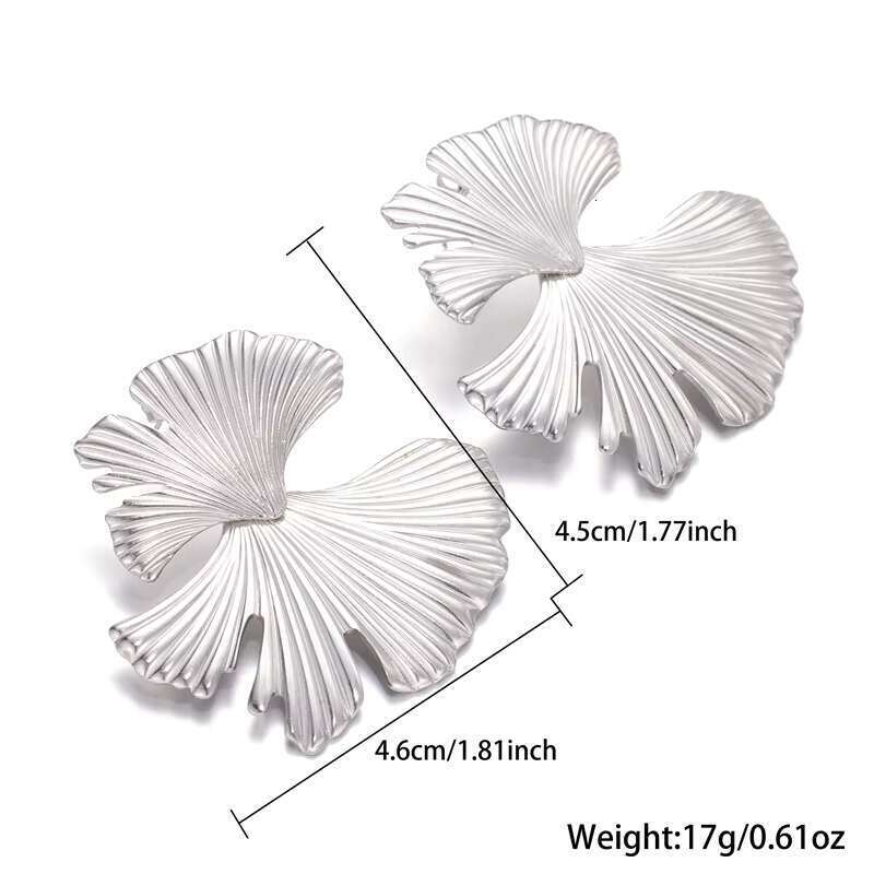 DHcollection Girl Fashion PVD Plated Stainless Steel Gingko Leaf Earrings Jewelry