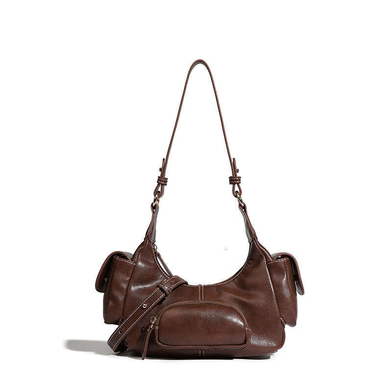 Women's Bags Designer Motorcycle Waste Soil Style, Worn Out, Single Shoulder, Hand-Held, Armpit Bag, High-End Feeling, New Autumn And Winter Mult