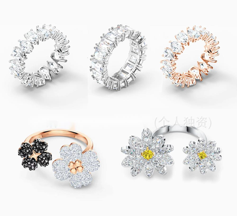 Swan Ring Woman Jewelry Designer Swarovksily Ring for Woman High Version Ring Full Diamond Element Shiqi Non-fading Daisy Open Ring