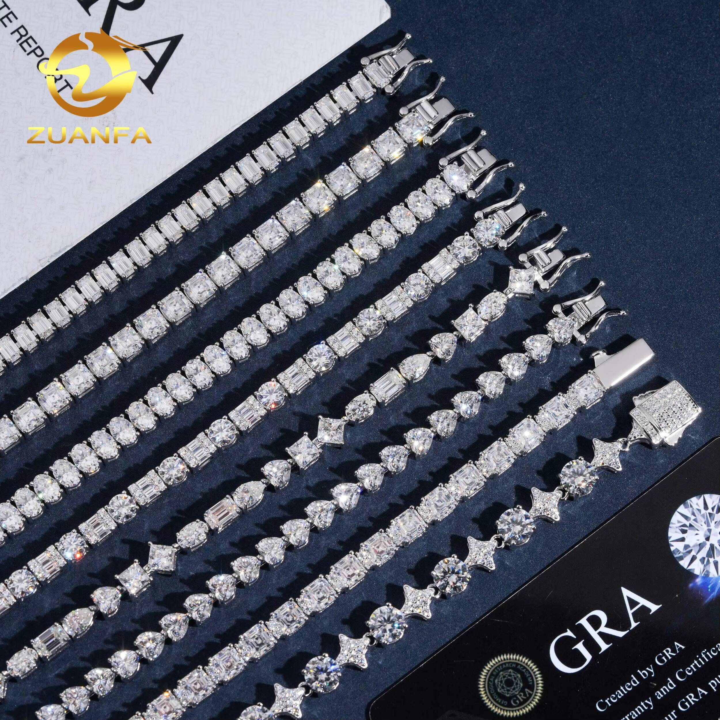 Pass Diamond Tester 925 Sterling Silver Luxury Fashion Fancy Shape Moissanite Tennis Bracelet
