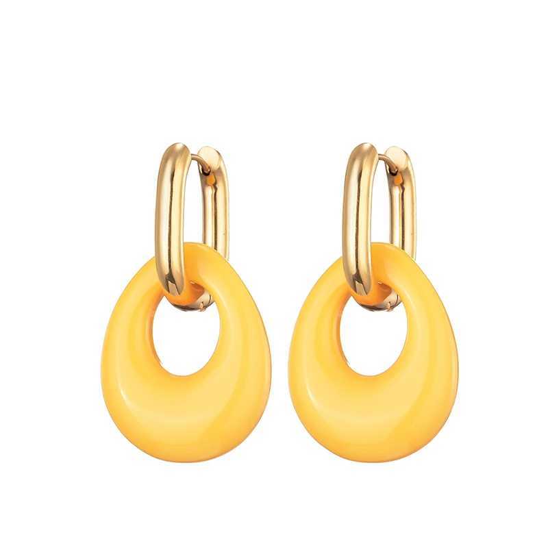 New hollow oval resin acrylic candy color pendant earrings suitable for women gold stainless steel ear buckles womens jewelryXJ250421