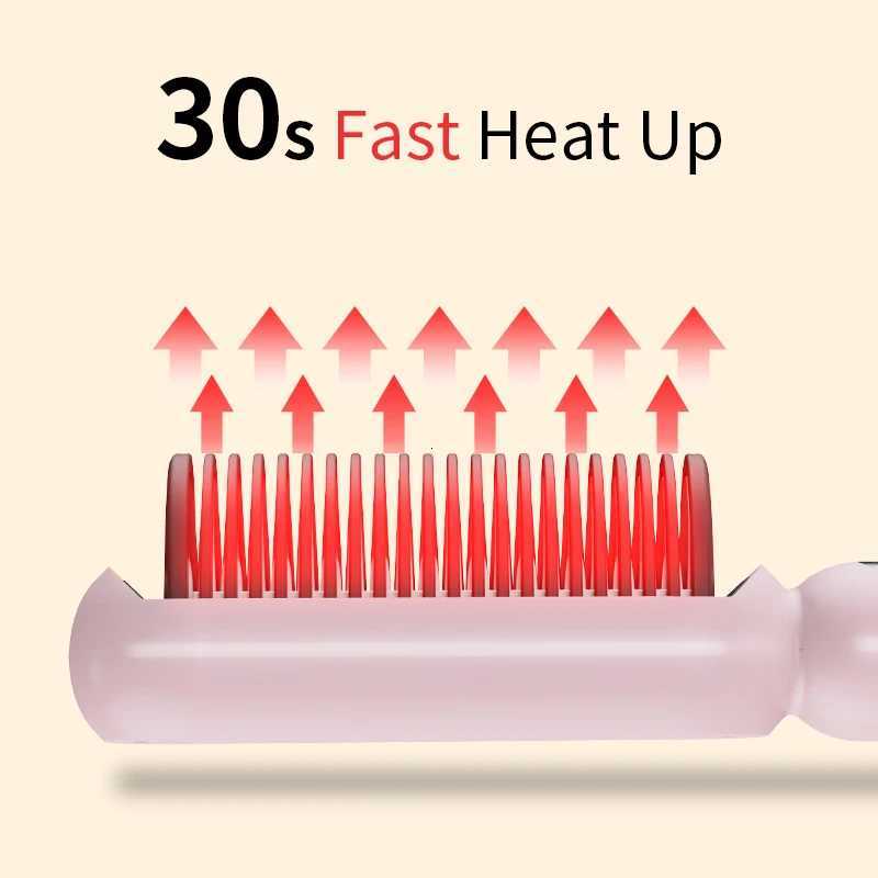 Yiber Hair Straightener Brush Electric Hair Iron with Built-in Comb Pro Salon Detangling Styling Hot Comb Essential HairdresserT251122